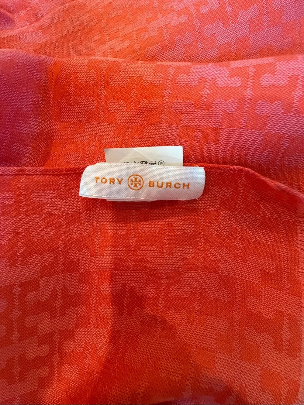 Tory Burch Coral Orange Jacquard Scarf